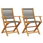 vidaXL Chaises de jardin lot de 2 gris bois d'acacia et polypropylène