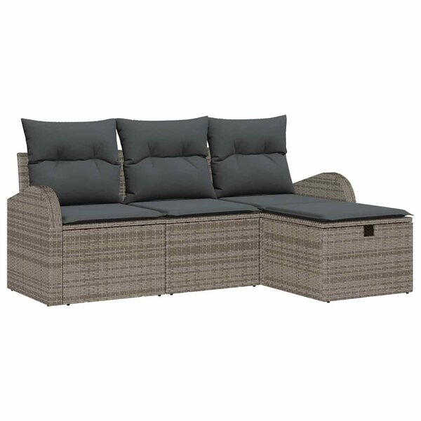 vidaXL Ensemble de canapé de jardin 4 Pièces Gris 179 x 117 x 85 cm