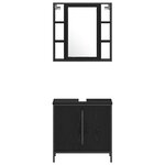 vidaXL Meubles de salle de bain avec étagère Noir 33 x 33 x 185.5 cm