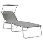 vidaXL Transat 2-personne 2 Pièces Gris 58 x 188 x 77cm tissu