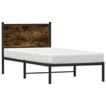 vidaXL Cadre de lit en métal sans matelas chêne fumé 75x190 cm