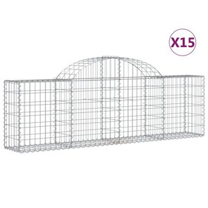 vidaXL Paniers à gabions arqués 15 Pièces 200x30x60/80 cm Fer galvanisé