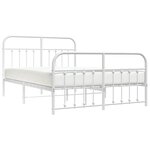 vidaXL Cadre de lit métal sans matelas et pied de lit blanc 135x190 cm