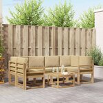 vidaXL Ensemble de canapés d'extérieur 7 Pièces Blanc et Beige