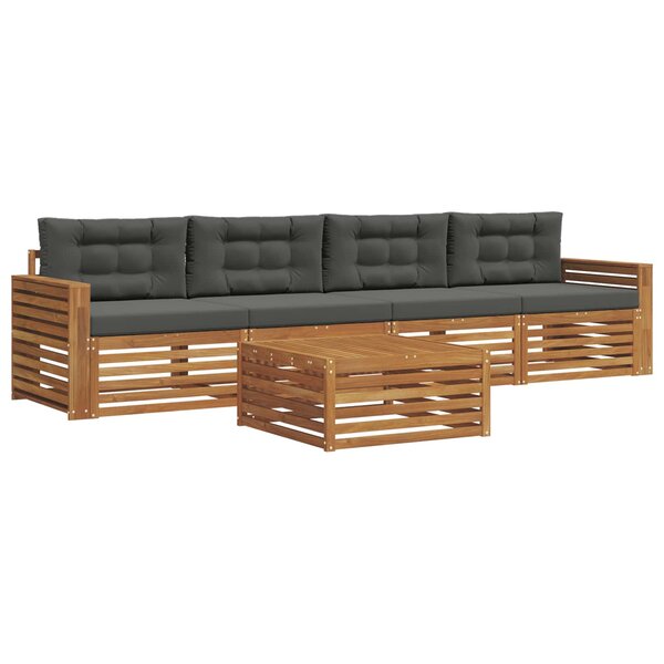 vidaXL Ensemble de canapés d'extérieur 5 pc Naturel et Anthracite