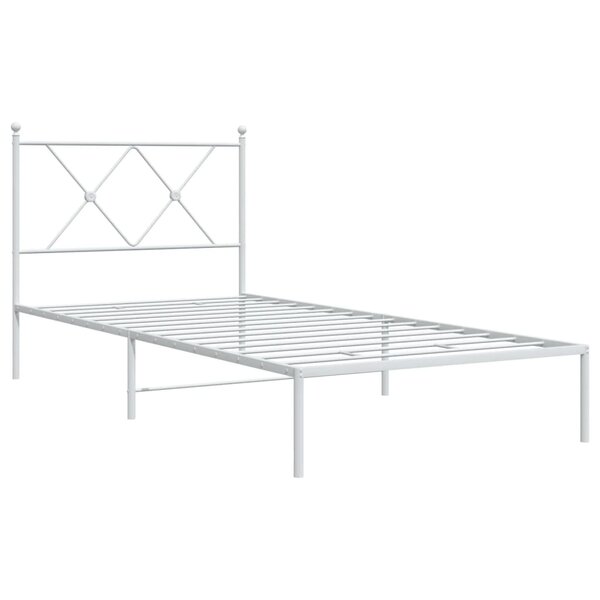 vidaXL Cadre de lit métal avec tête de lit blanc 90x200 cm