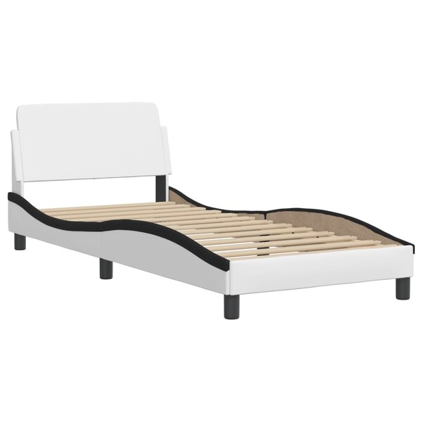 vidaXL Cadre de lit avec tête de lit blanc et noir 90x190cm similicuir