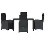 vidaXL Ensemble de salle à manger pour jardin 5 Pièces Noir polyrotin