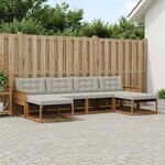 vidaXL Ensemble de canapés d'extérieur 6 Pièces Naturel et gris clair