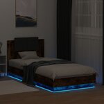 vidaXL Cadre de lit avec LED sans matelas chêne fumé 100x200 cm