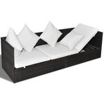 vidaXL Transat avec oreiller Réglable Marron 200 x 60 x 58 cm Poly rotin