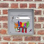 Boîte aux lettres grise murale "Vache de coeur" [VanLuc]