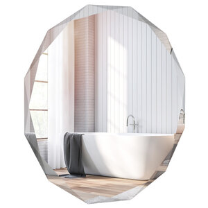 Miroir de courtoisie mural sans cadre miroir décoratif 76 cm antidéflagrant bords biseautés uniques poli argenté qualité supérieure 20_0008908