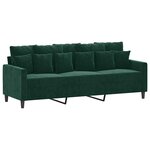 vidaXL Canapé à 3 places Vert foncé 180 cm Velours