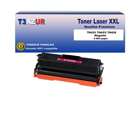 Toner compatible avec Brother TN423  TN426 pour Brother MFC-L8690CDW  MFC-L8900CDW Magenta - 4 000 pages - T3AZUR
