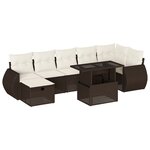 vidaXL Salon de jardin 8 Pièces avec coussins marron résine tressée