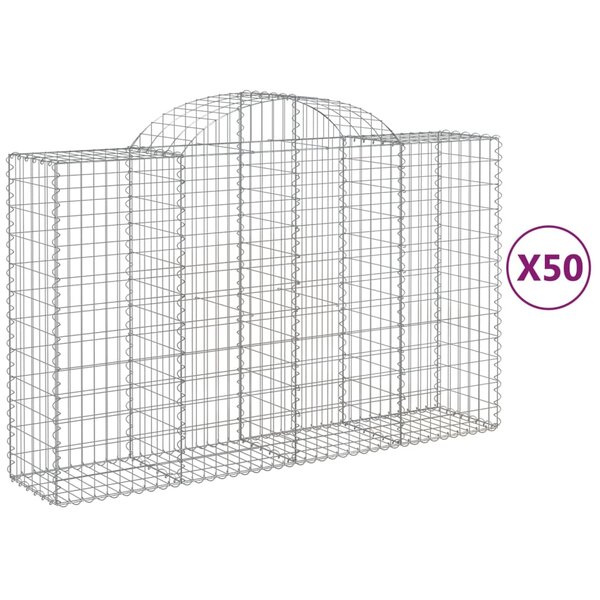 vidaXL Paniers à gabions arqués 50 Pièces 200x50x120/140 cm Fer galvanisé
