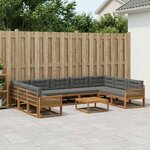 vidaXL Ensemble de canapés d'extérieur 10 Pièces Naturel et Anthracite