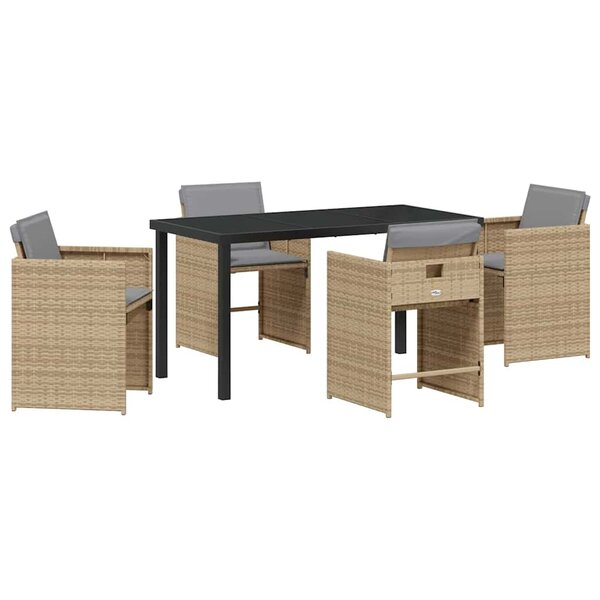 vidaXL Ensemble de salle à manger pour jardin 5 Pièces Beige polyrotin