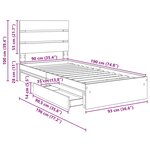 vidaXL Lit de Rangement Gris béton 90 x 190 cm Bois d'ingénierie