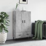 vidaXL Buffet haut gris béton 69 5x31x115 cm bois d'ingénierie