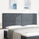 vidaXL Tête de lit avec boutons en cristal capitonnée gris foncé 200 cm en velours