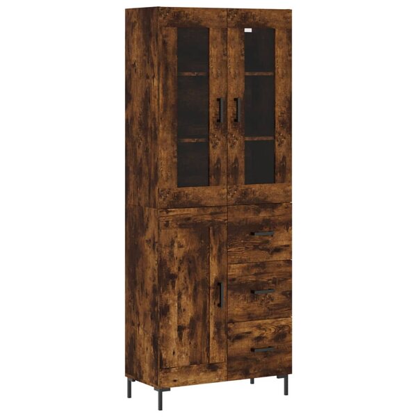 vidaXL Buffet haut Chêne fumé 69 5x34x180 cm Bois d'ingénierie