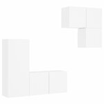 vidaXL Unités murales TV 4 Pièces blanc bois d'ingénierie