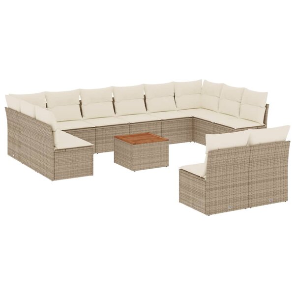 vidaXL Salon de jardin avec coussins 13 Pièces beige résine tressée