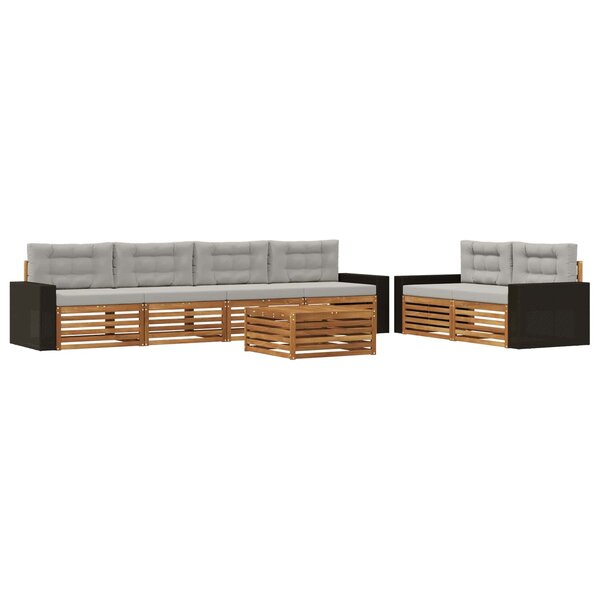 vidaXL Ensemble de canapés d'extérieur 7 Pièces Naturel et gris clair