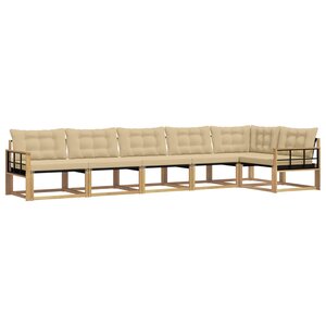 vidaXL Ensemble de canapés d'extérieur 6 pc Blanc et Beige