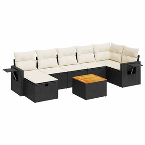 vidaXL Salon de jardin 8 Pièces avec coussins noir résine tressée