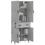 vidaXL Buffet haut Gris béton 69 5x34x180 cm Bois d'ingénierie