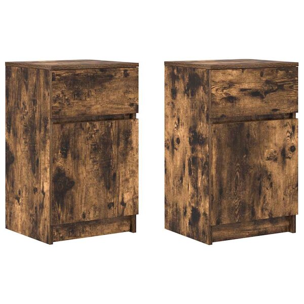 vidaXL Tables de chevet 2 Pièces chêne fumé 39x35x65 cm bois d'ingénierie