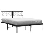 vidaXL Cadre de lit métal sans matelas avec tête de lit noir 140x190cm