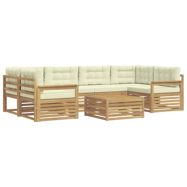 vidaXL Ensemble de canapés d'extérieur 7 Pièces Blanc et crème Polyester