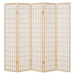 Paravent bois 5 pans Shoji clair pliable