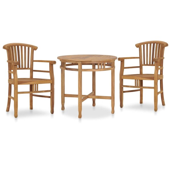 vidaXL Ensemble à manger de jardin 3 Pièces Bois de teck solide