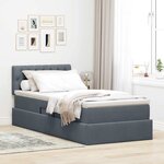 vidaXL Lit avec rangement et LED Gris foncé 90 x 190 cm Velours