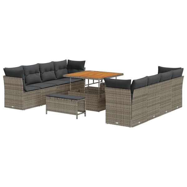 vidaXL Ensemble de canapé de jardin 11 Pièces Gris polyrotin