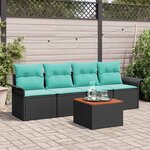 vidaXL Ensemble de canapé de jardin avec coussin 5 Pièces Noir polyrotin
