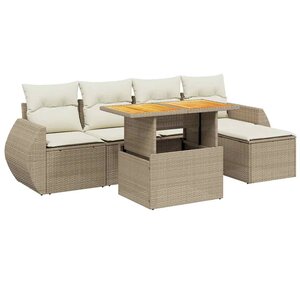 vidaXL Salon de jardin avec coussins 6 Pièces beige résine tressée