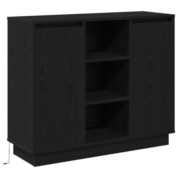 vidaXL Buffet avec LED Chêne Noir 90x32x75 cm Bois d'ingénierie