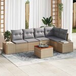 vidaXL Ensemble de canapé de jardin 6 Pièces Beige Poly rotin