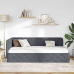 vidaXL Cadre de lit d'angle Gris foncé 100 x 200 cm Velours