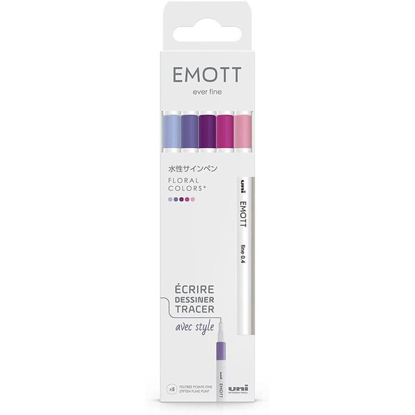 Feutre emott  set de 5 'floral colors' uni-ball