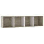 vidaXL Bibliothèque/Meuble TV Blanc et chêne sonoma 143 x 30 x 36 cm