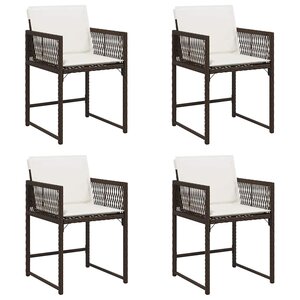 vidaXL Chaises de jardin avec coussins lot de 4 marron résine tressée