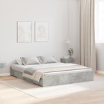 vidaXL Cadre de lit avec rangement avec tiroir Gris béton 135 x 190 cm