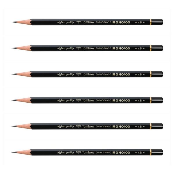 Crayon Graphite Haute Qualité MONO 100 4B x 6 TOMBOW